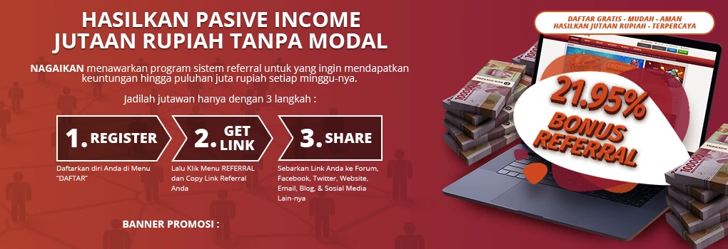 Nagaikan : Bonus Refferal | Situs Judi Online Terpercaya